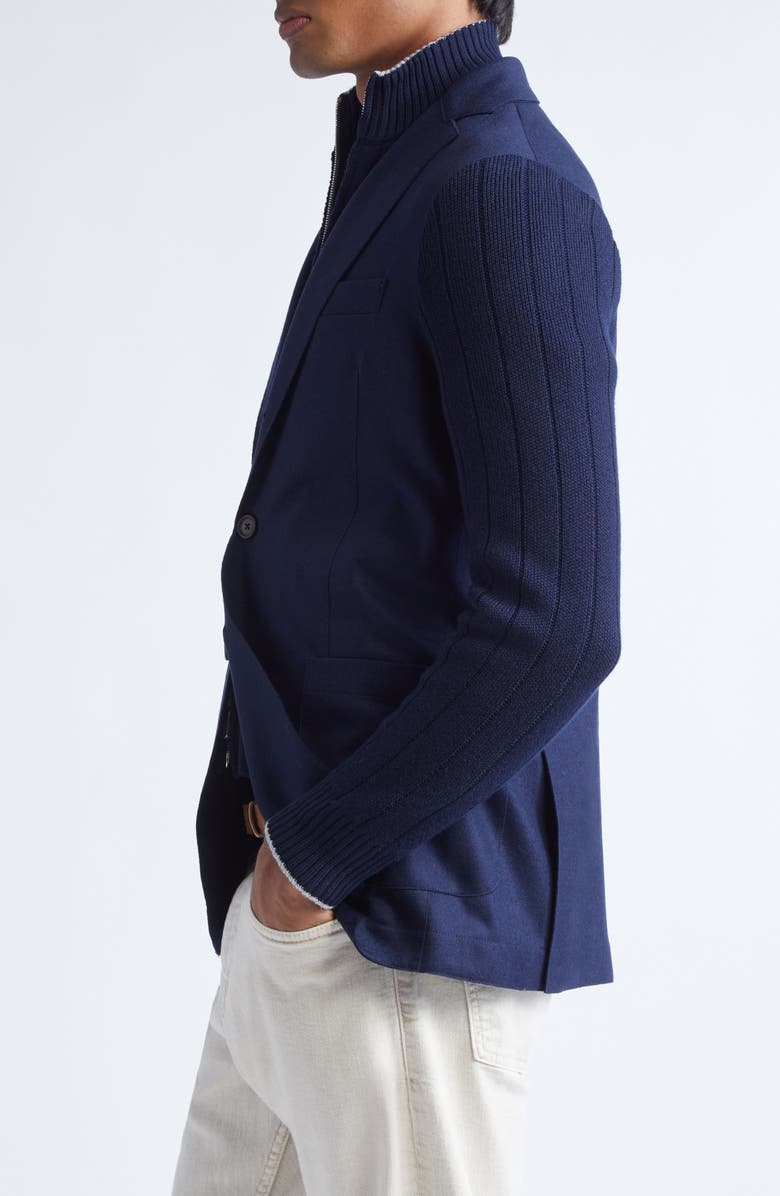 Eleventy Mixed Media Wool Blazer with Removable Bib, Alternate, color, Navy Blue