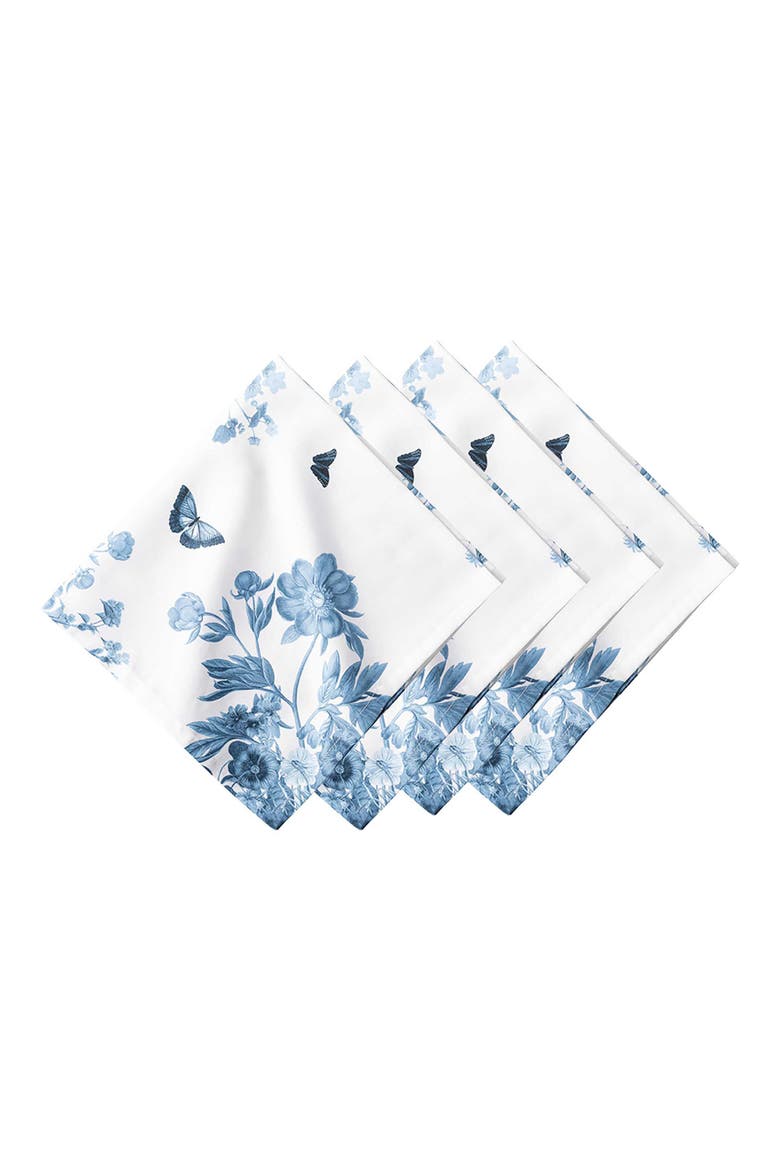 Field of Flowers Set of 4 Cotton Sateen Napkins, Main, color, CHAMBRAY