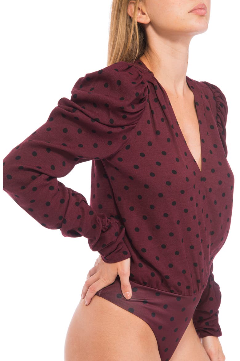 Danna Puff Long Sleeve Bodysuit, Alternate, color, PORT POLKA DOT