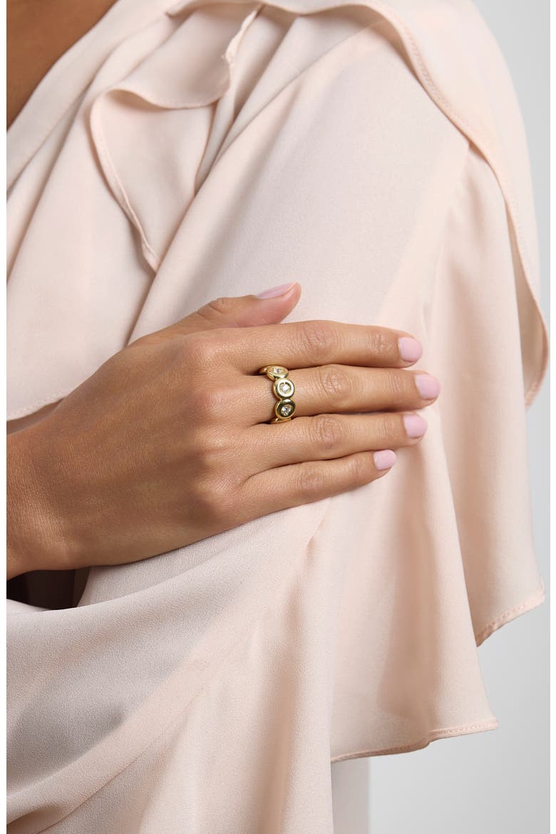 Cubic Zirconia Bubble Bezel Band Ring, Alternate, color, GOLD