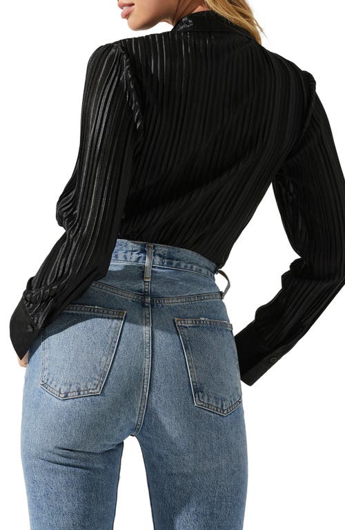 Astr The Label Laurel Pleated Button-up Shirt In Black