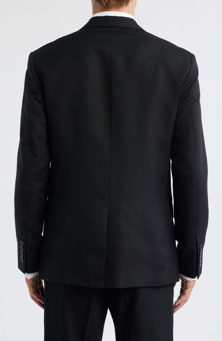 Open Edit Slim Fit Solid Linen Blend Sport Coat, Alternate, color, Black Caviar