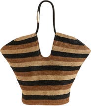 Zimmermann Large Goldentime Stripe Raffia Tote
