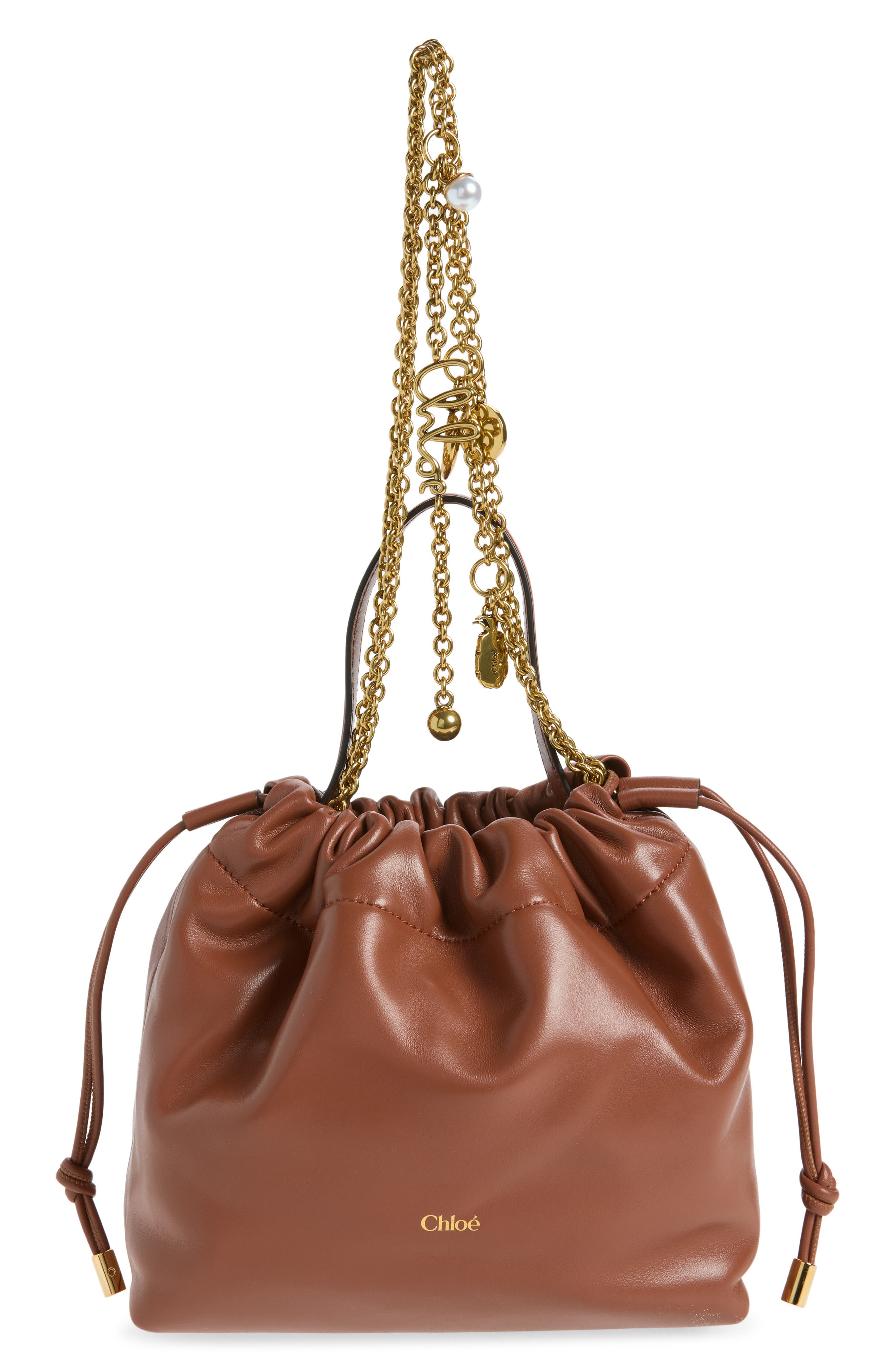 Mini Icons Leather Shoulder Bag, Main, color, BLUSHY BROWN