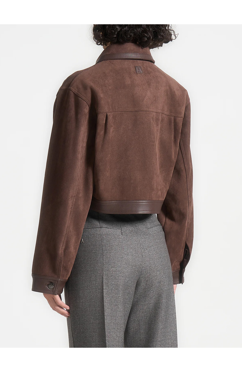 Manière De Voir Denise Suede & Pebbled Leather Jacket, Alternate, color, Brown