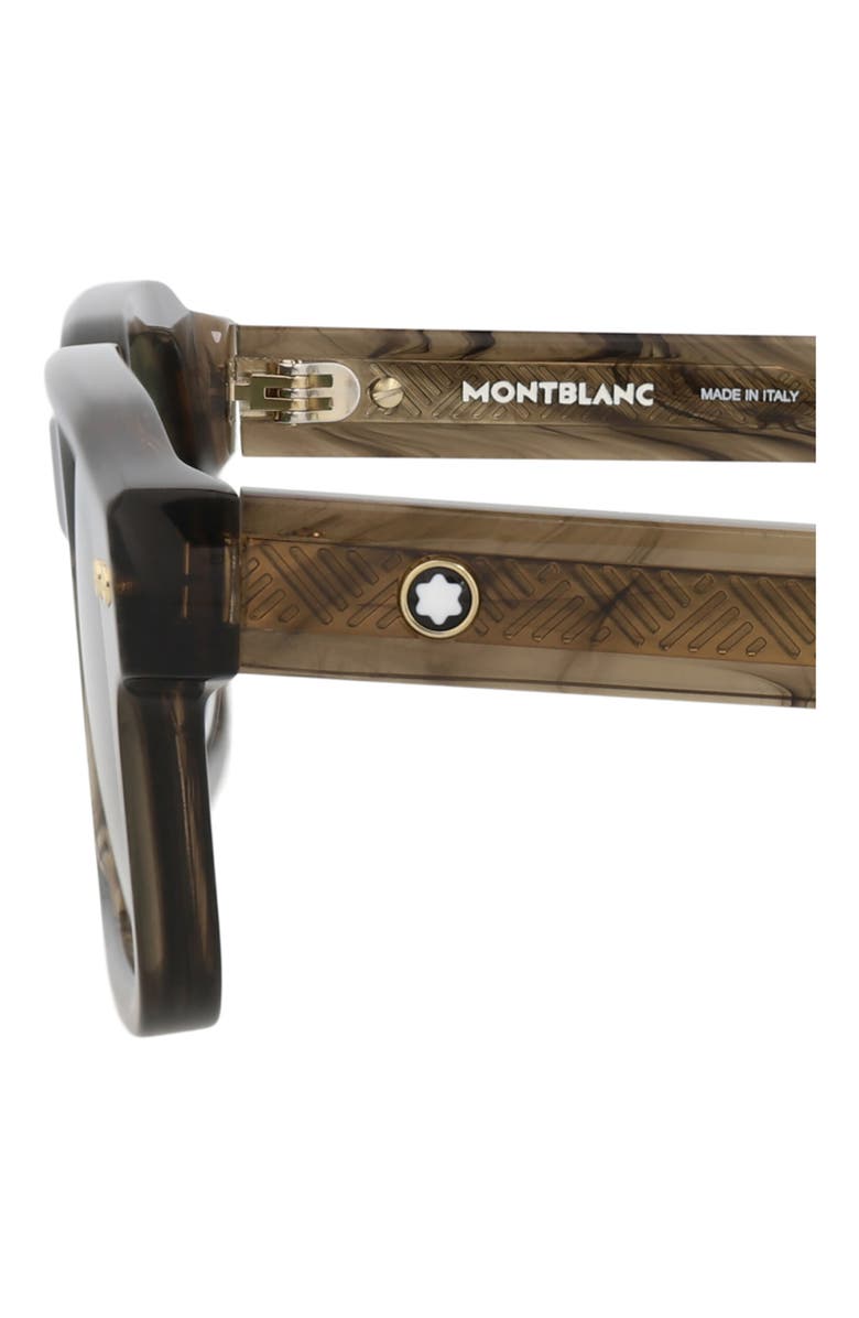Montblanc 53mm Rectangular Sunglasses, Alternate, color, Brown Brown Green