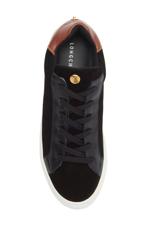 Longchamp Heel Patch Low Top Sneaker In Black