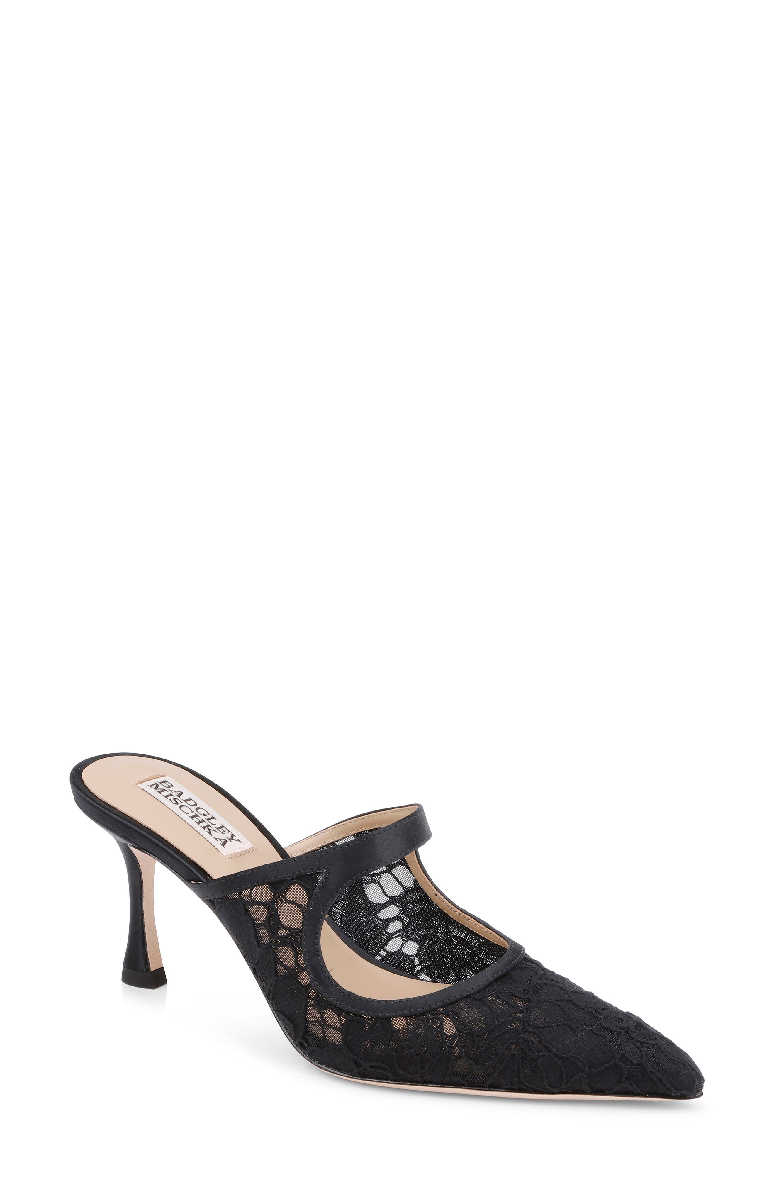 BADGLEY MISCHKA Oaklyn Cutout Mule, Main, color, Black Satin