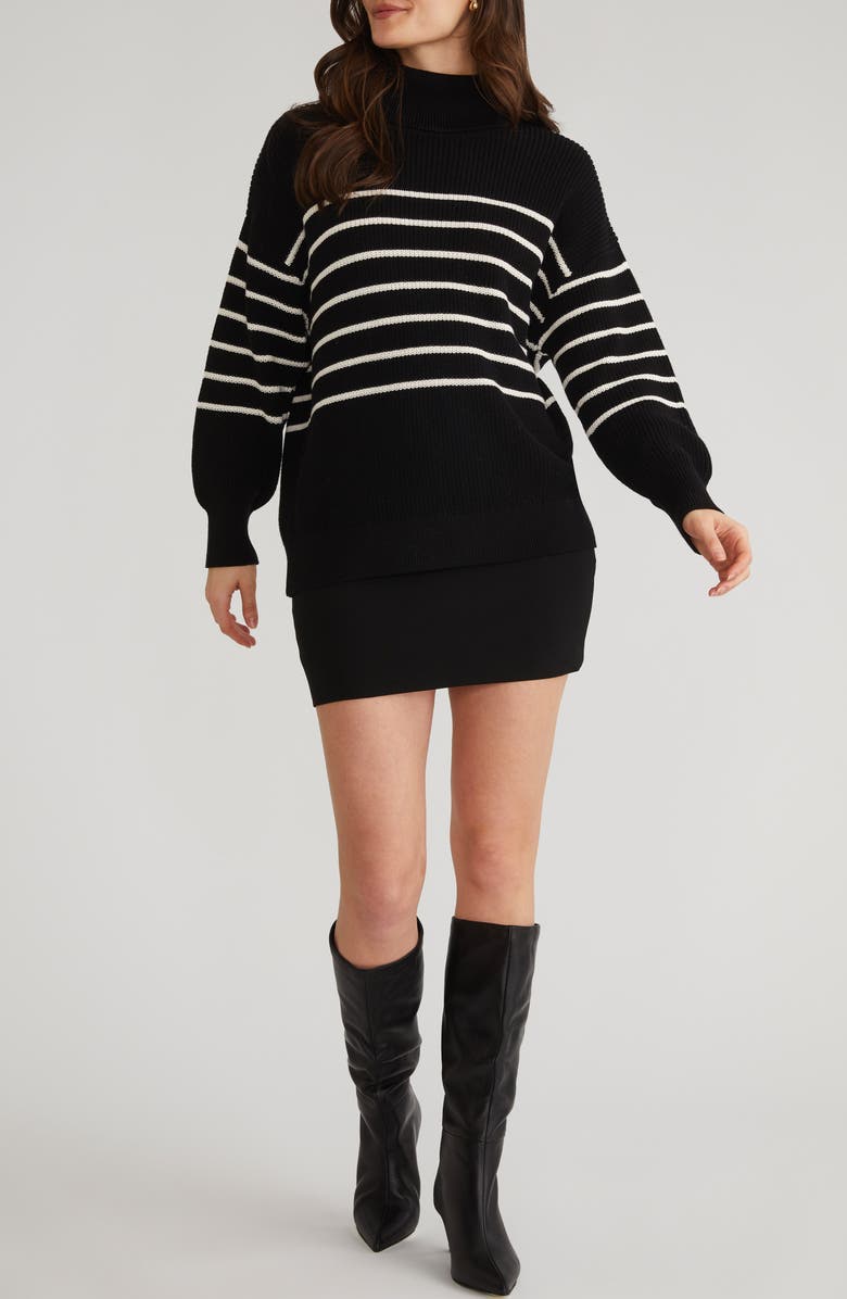 525 Elise Stripe Oversize Cotton Turtleneck Sweater, Main, color, 