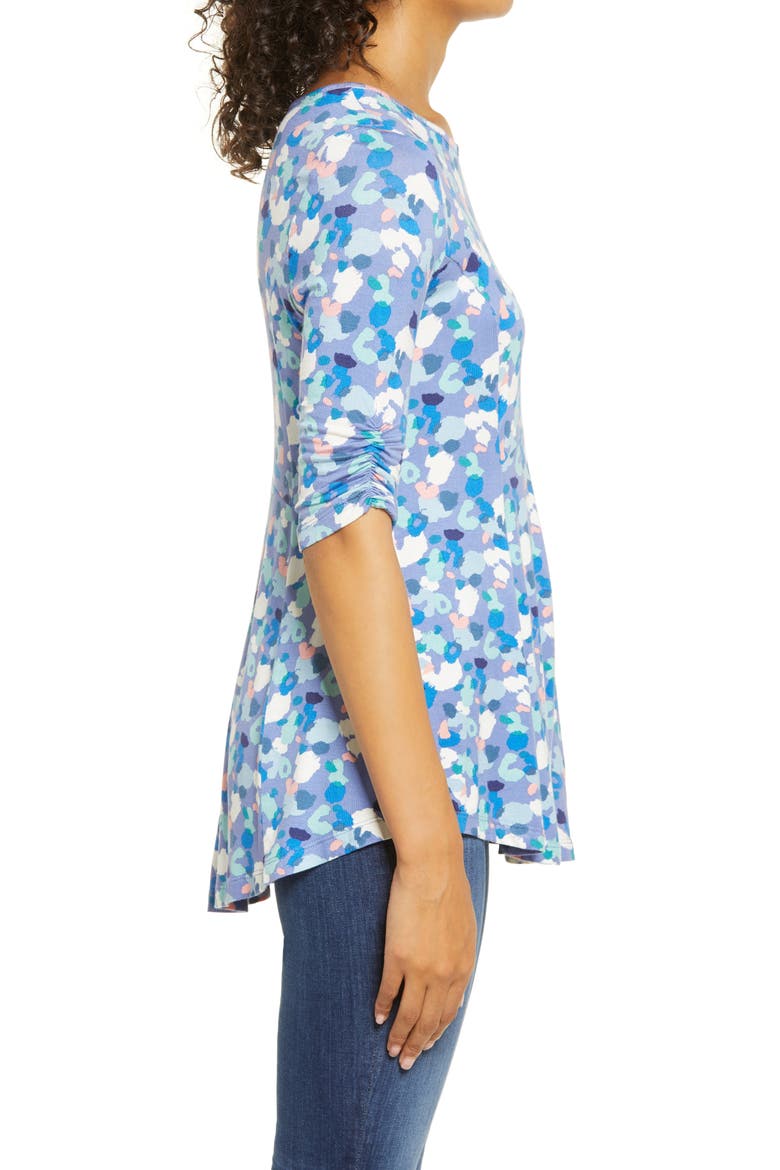 Print Babydoll Top, Alternate, color, DENIM PAINTED SPOT