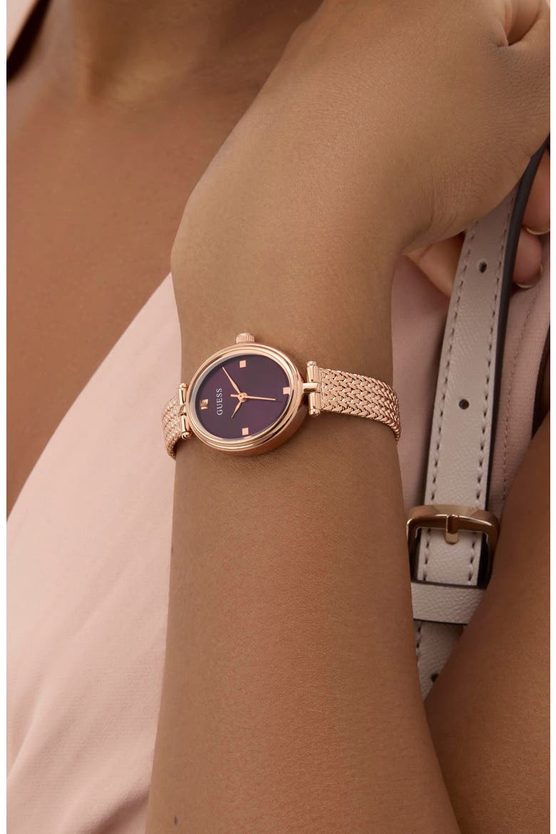 Ruby Oval Mesh Strap Watch, 24mm, Alternate, color, ROSE GOLD TONE