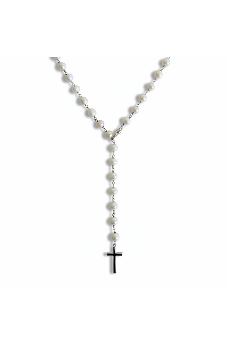 The Calista Convertible Pearl Rosary Necklace, Main, color, White