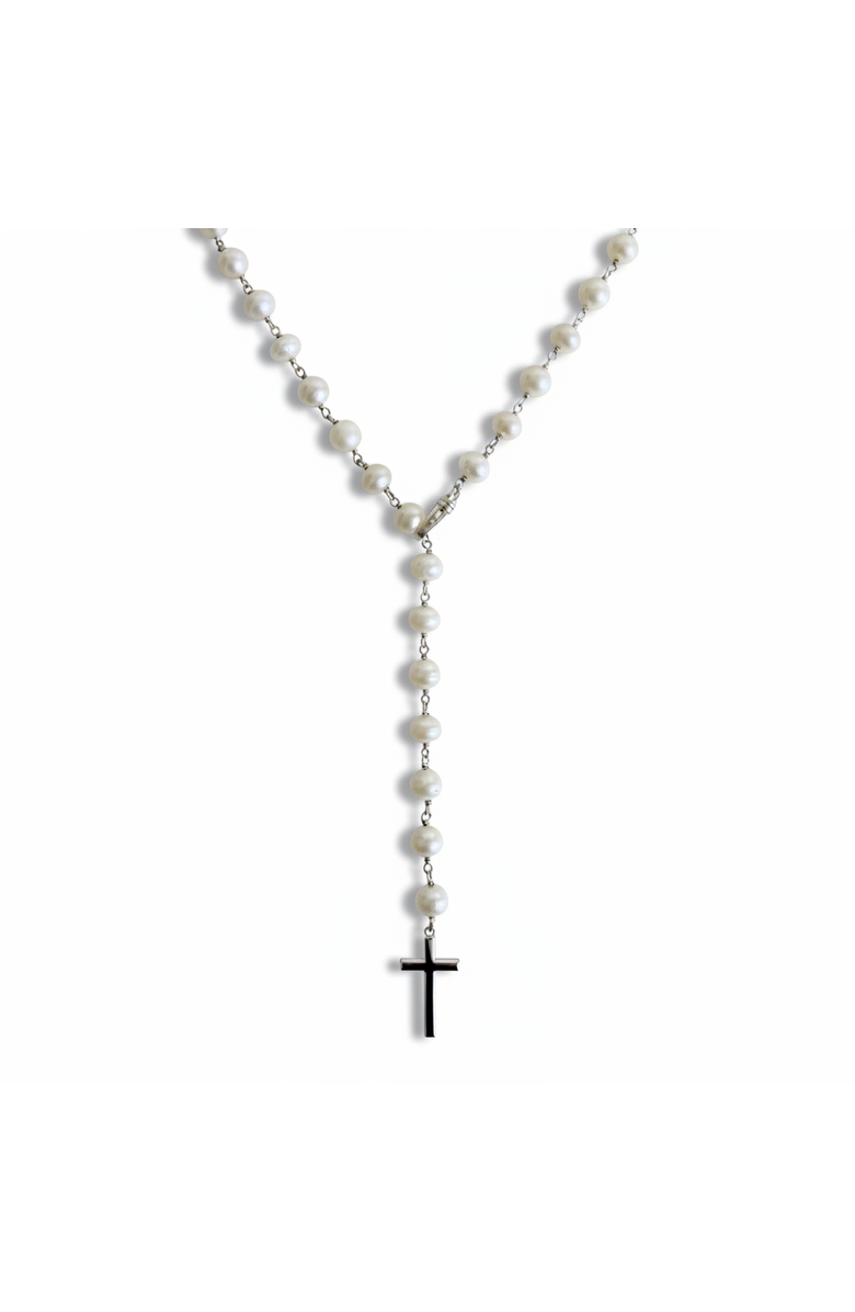 Leni James The Calista Convertible Pearl Rosary Necklace, Main, color, White