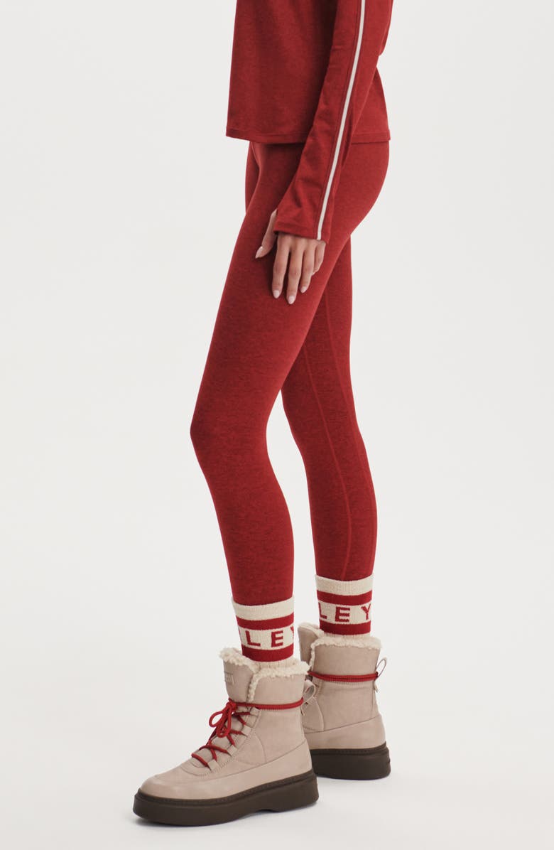 Varley Always Warm Super High Waist Base Layer Leggings, Alternate, color, Red Dahlia Marl