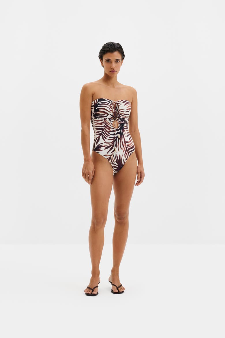 Idalia Bandeau Cut Out Swimsuit, Main, color, Burnt Leaf