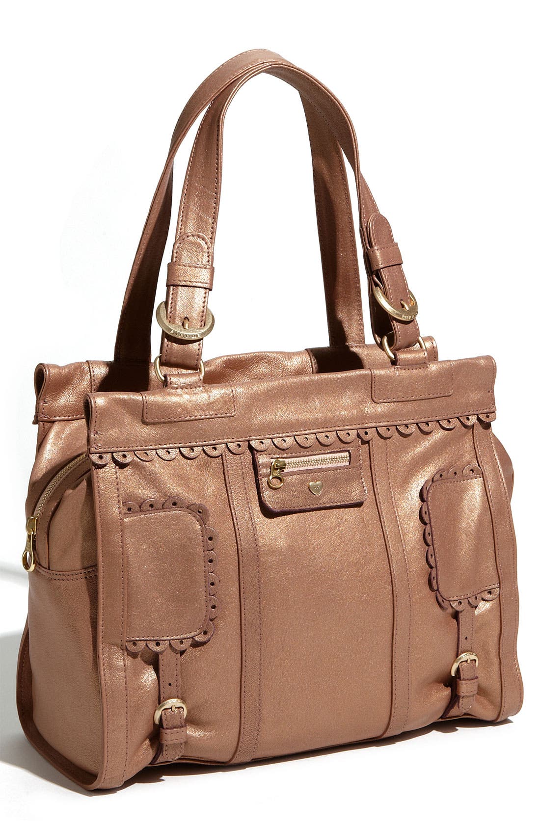 'Poya Metallic Vintage' Leather Shoulder Bag, Main, color, CHAMPAGNE