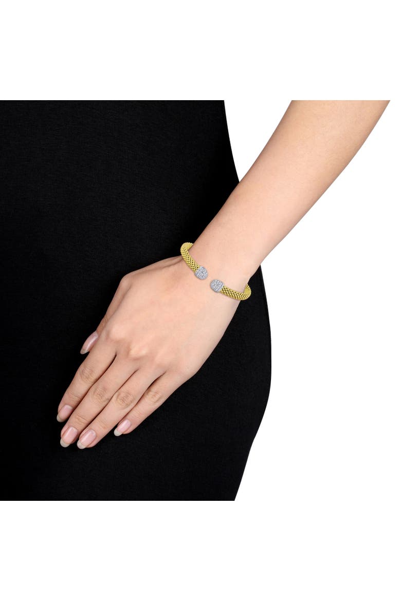 Cubic Zirconia Open Bangle Two-Tone Silver, Alternate, color, Yellow-Plated
