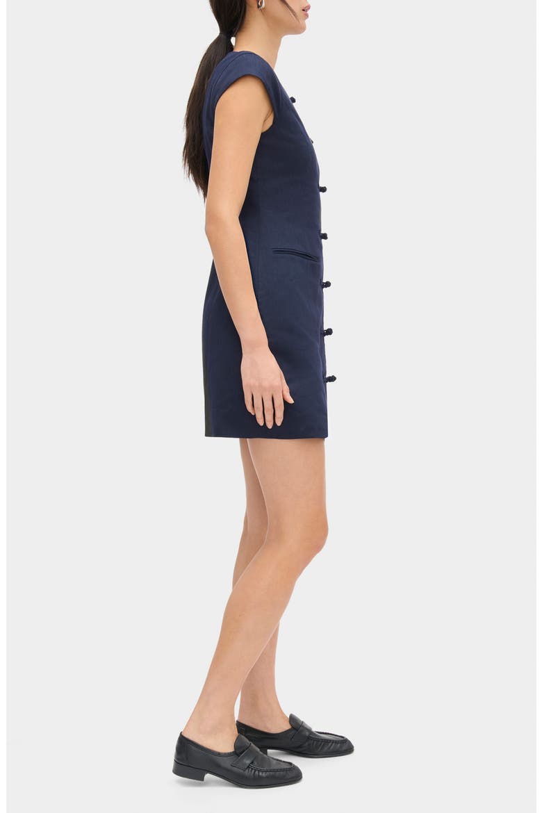 Jennie Cap Sleeve Cotton & Linen Minidress, Alternate, color, NAVY