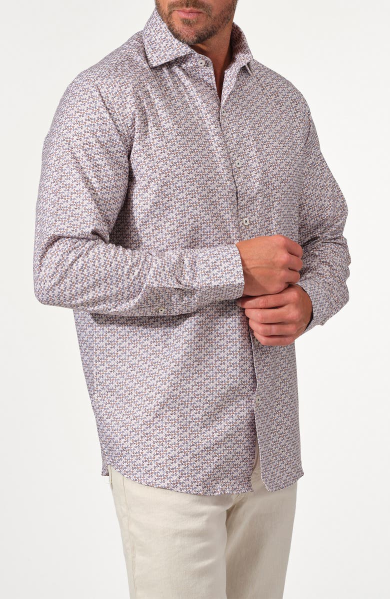 STUDIO GARNET LOS ANGELES Mosaic Cotton Button-Up Shirt, Alternate, color, Brown