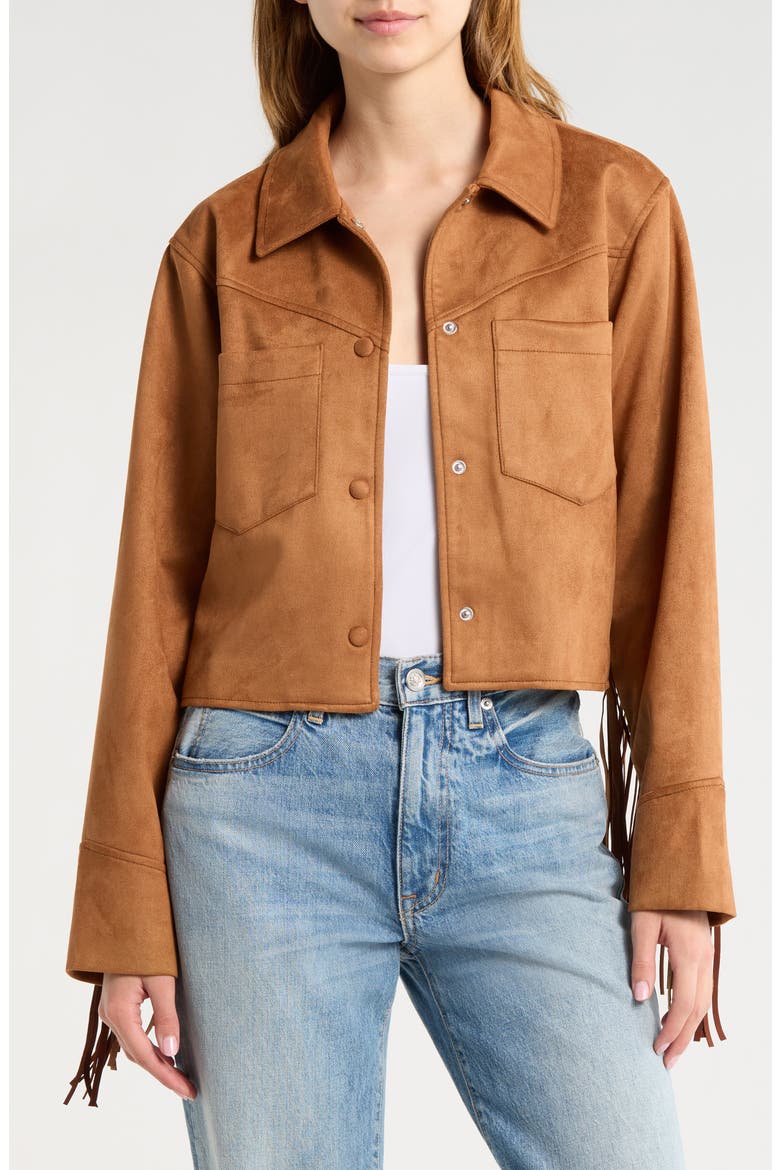Cheyenne Fringe Faux Suede Jacket, Main, color, CHICORY COFFEE