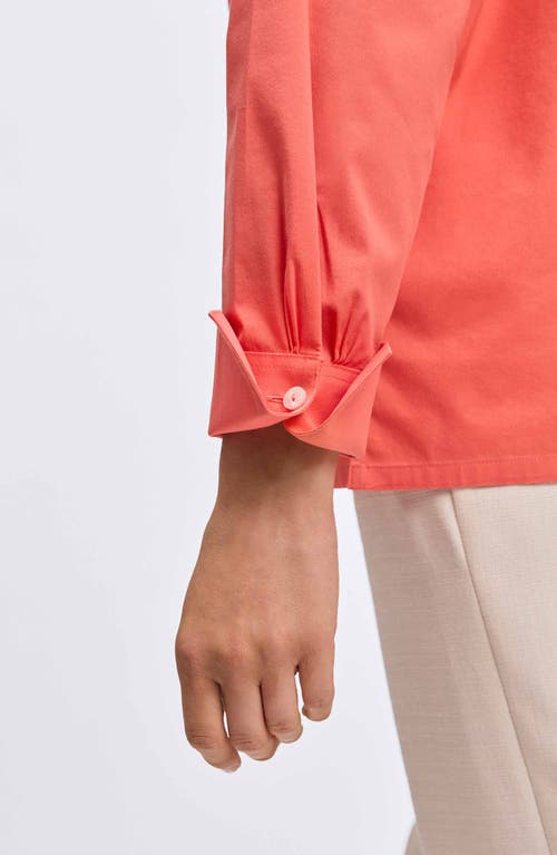 Foxcroft Bella Solid Popover Top In Tangerine
