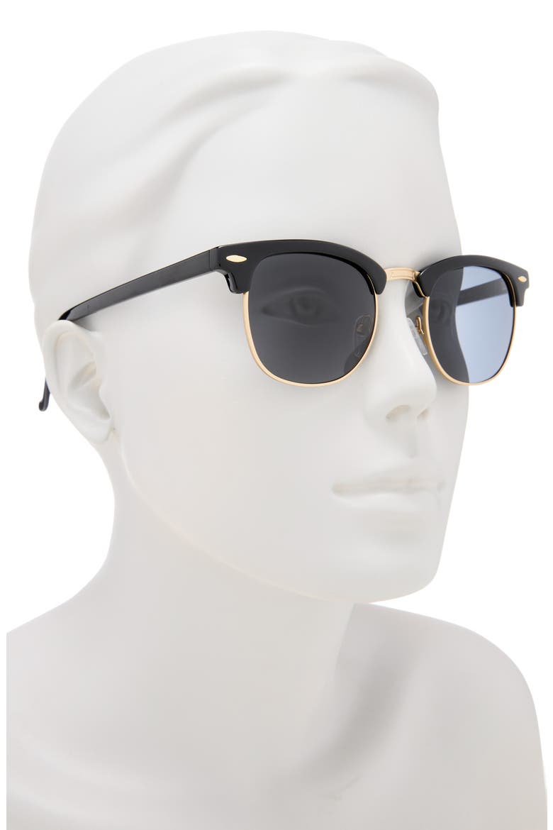49mm Polarized Tapered Round Sunglasses, Alternate, color, BLACK