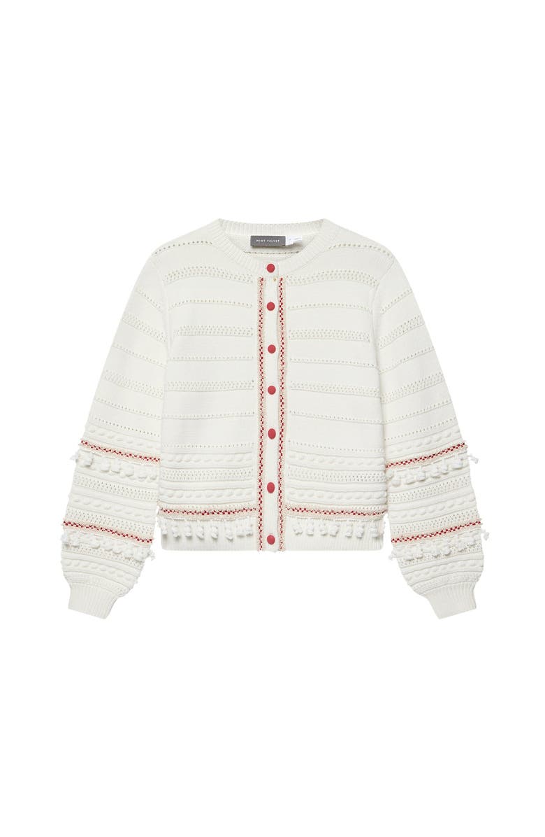 MINT VELVET Cotton Blend Tassel Cardigan, Alternate, color, Ivory