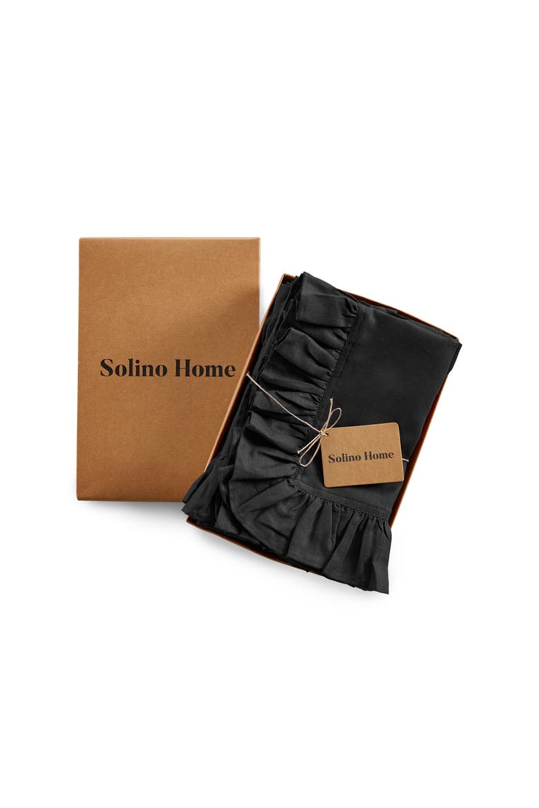 Linen Dinner Napkins Set of 4, 20 x 20" - Gabrielle Ruffle, Alternate, color, Black