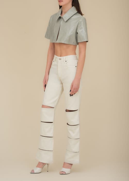 Contessa Mills Arcana Slim-fit Mid-rise Leather-trim Jeans In White
