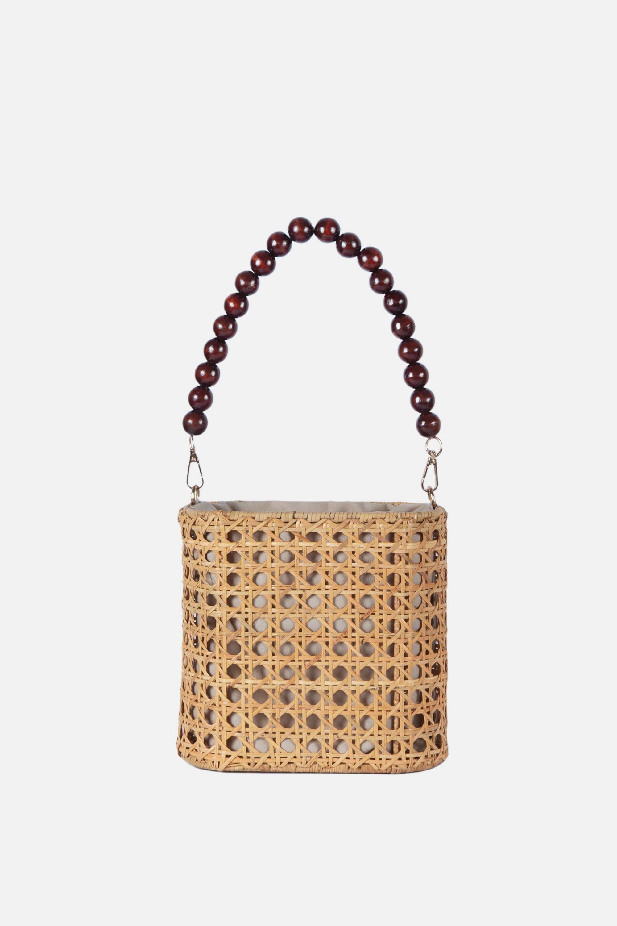 Amalfi Wood Bead Handle Cane Satchel Bag, Alternate, color, Natural/Wood Bead