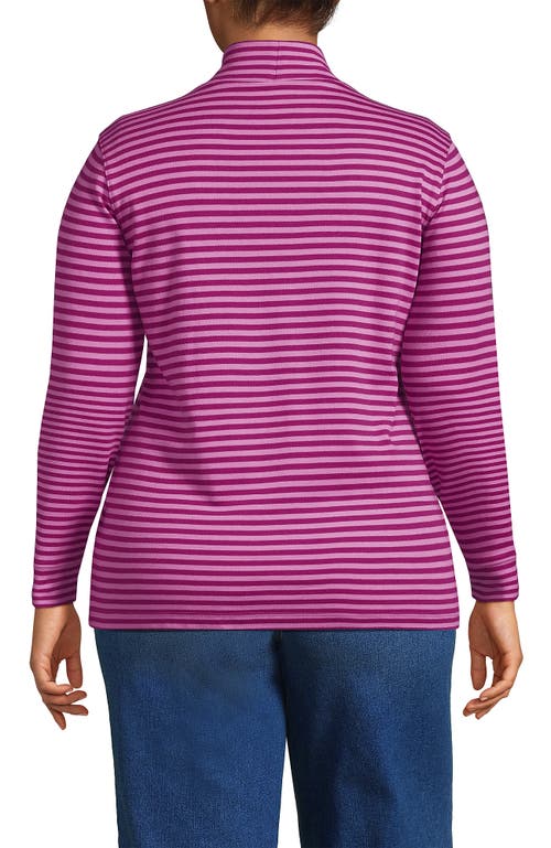 Lands' End Relaxed Cotton Long Sleeve Mock Turtleneck In Purple