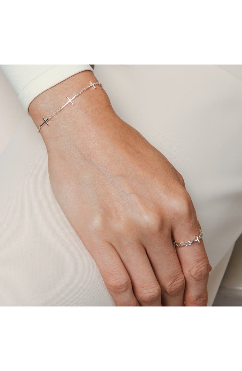 Rizen Jewelry Calvary Cross Bracelet, Alternate, color, Sterling Silver