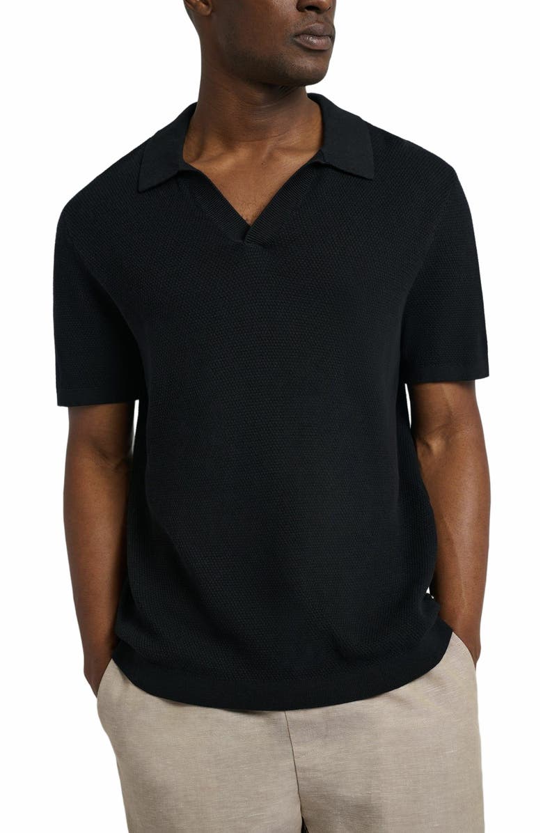 Onia Cotton Textured Johnny Collar Polo, Alternate, color,