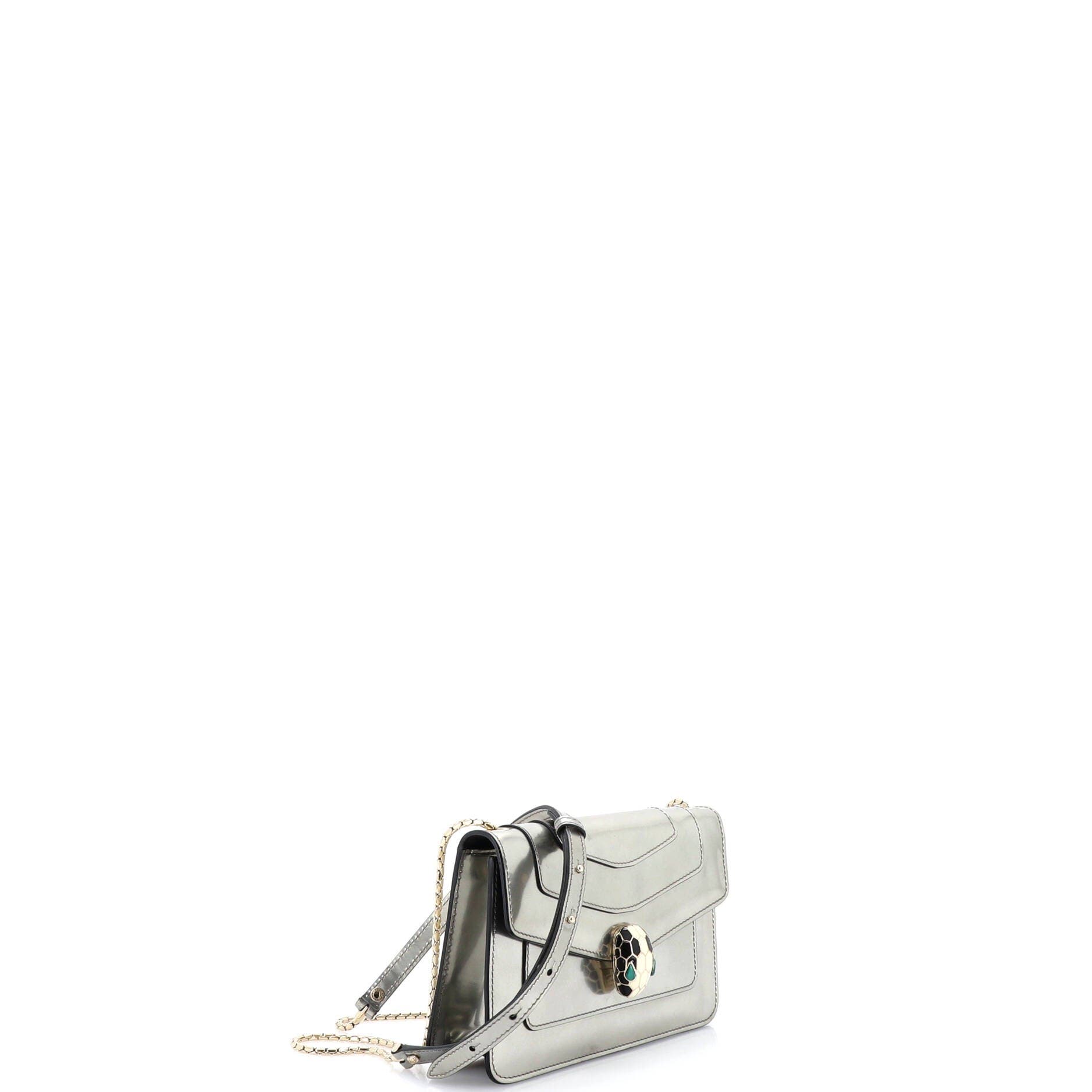 Serpenti Forever Shoulder Bag Metallic Leather Small, Alternate, color, Grey