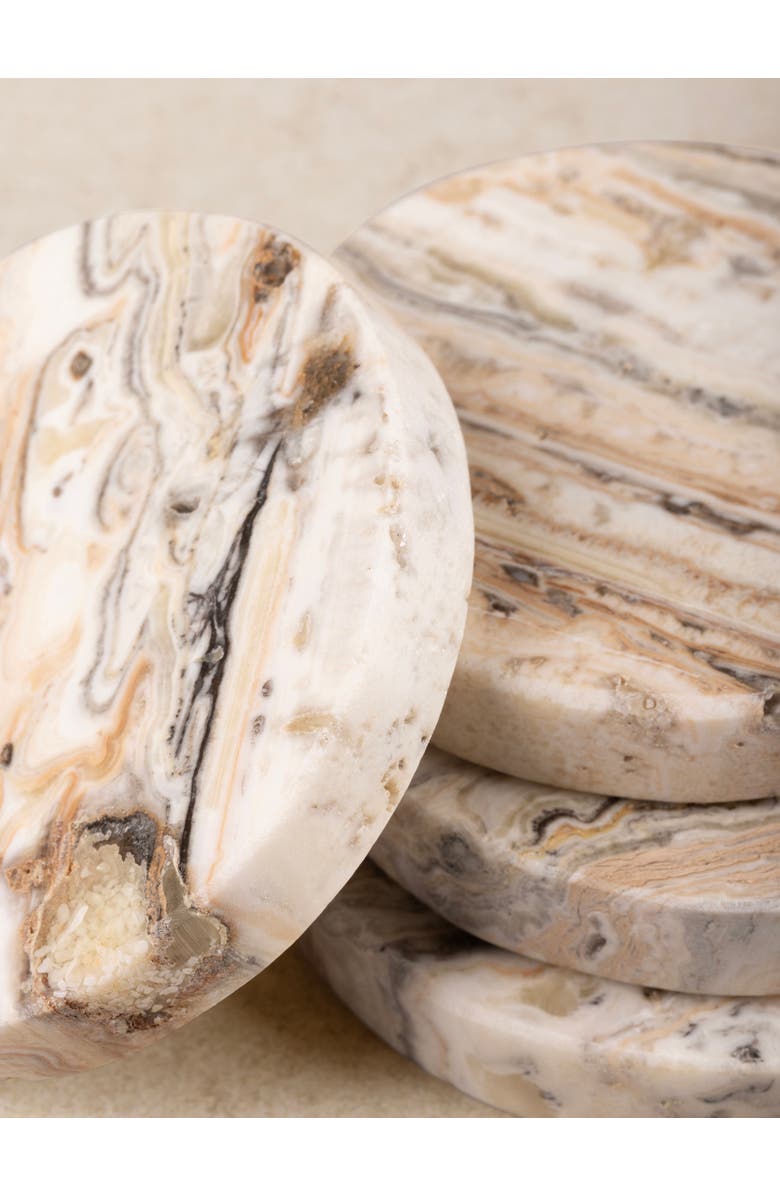 GAURI KOHLI Tasmania Brown Onyx Coasters, Set of 4, Alternate, color, Beige