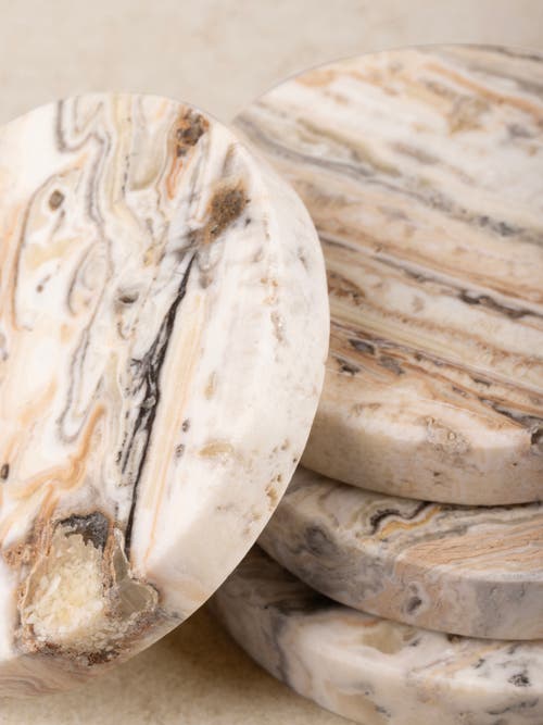 Gauri Kohli Tasmania Brown Onyx Coasters, Set Of 4 In Sand