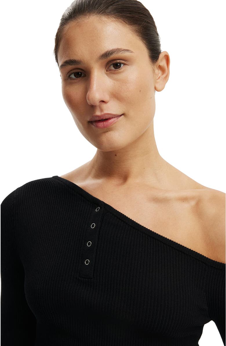 Cotton On Women's One Shoulder Henley Knit, Alternate, color, Black