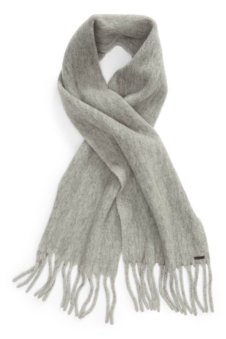 Solid Brushed Wool Blanket Scarf, Alternate, color, GREY MARL