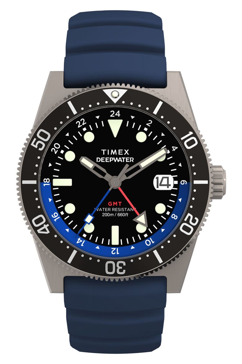 Deepwater Reef GMT Synthetic Strap Watch, 41mm, Main, color, BLUE
