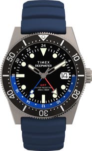 Timex® Deepwater Reef GMT Synthetic Strap Watch, 41mm