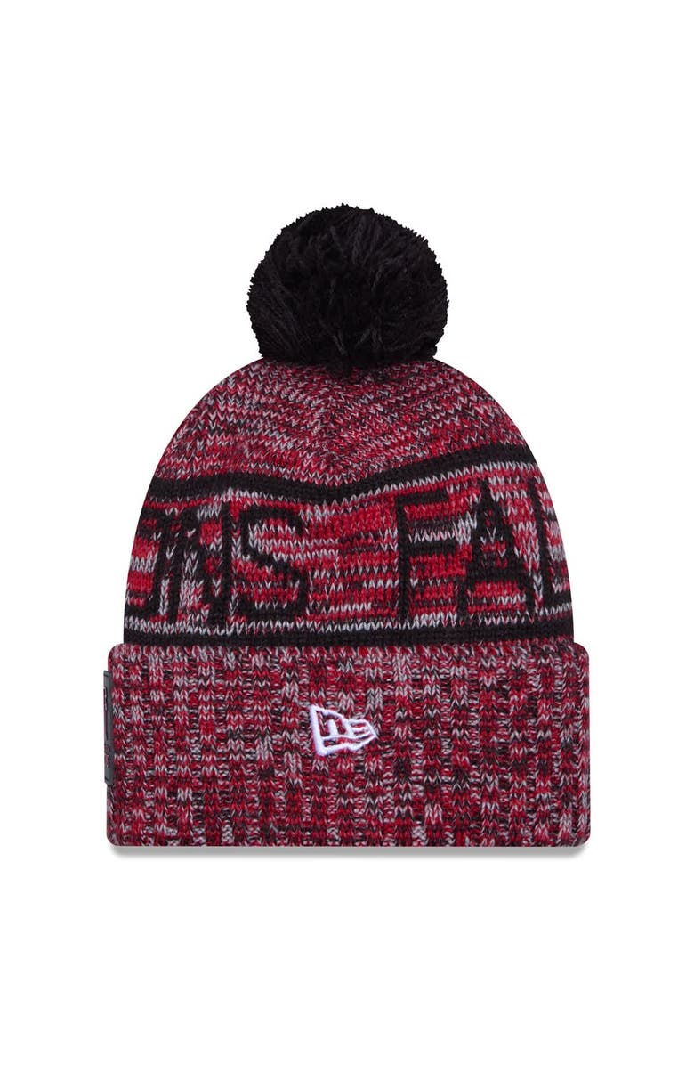 New Era Men's New Era Red Atlanta Falcons 2025 Sideline Cold Weather Cuffed Knit Hat with Pom, Alternate, color, Red