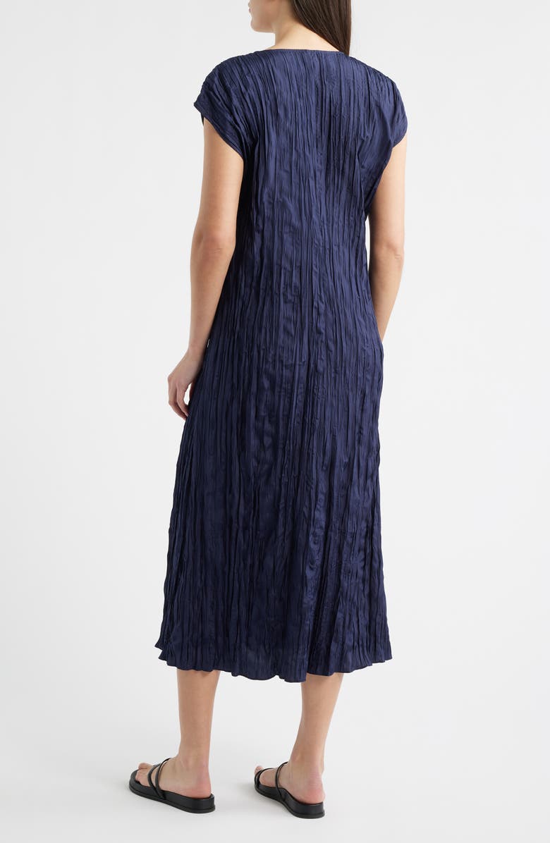 Eileen Fisher Cap Sleeve Silk Maxi Dress, Alternate, color, Ink