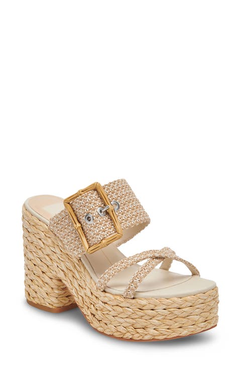 Edwina Raffia Platform Slide Sandal (Women)