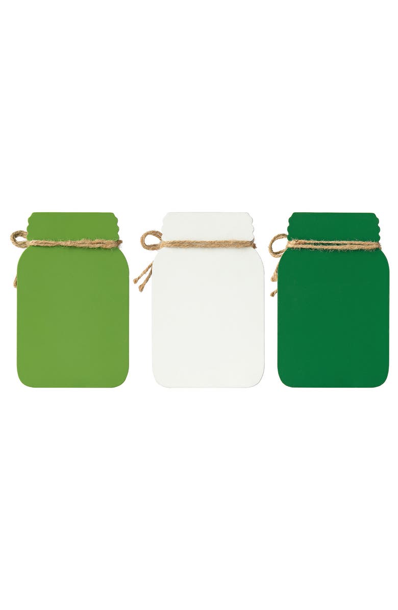 Glitzhome Set of 3 St. Patrick's Wooden Mason Jar Table decor, Alternate, color, Green