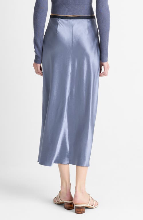 Vince Contrast Waistband Satin Slip Skirt In Mauve Thistle