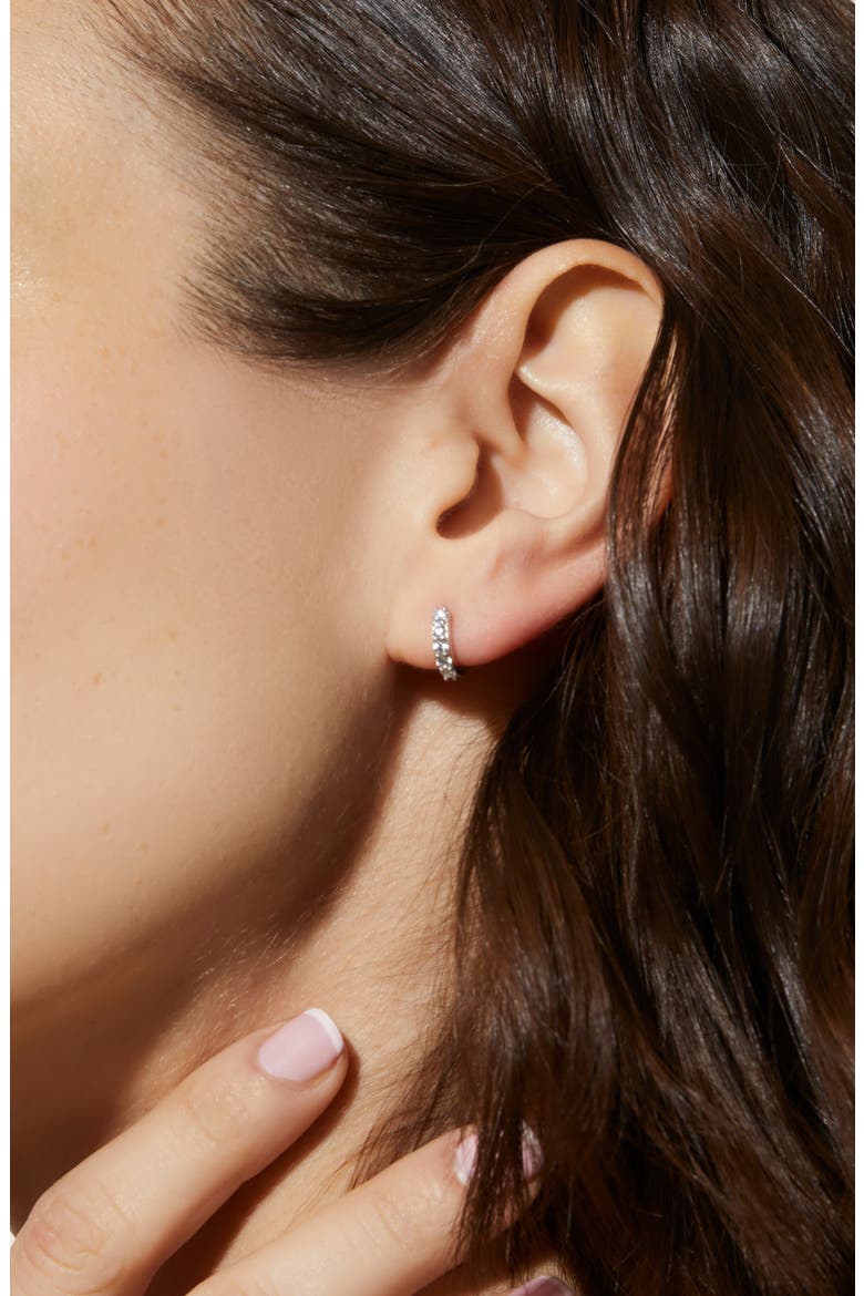 Suzanne Cubic Zirconia Huggie Hoop Earrings, Alternate, color, SILVER