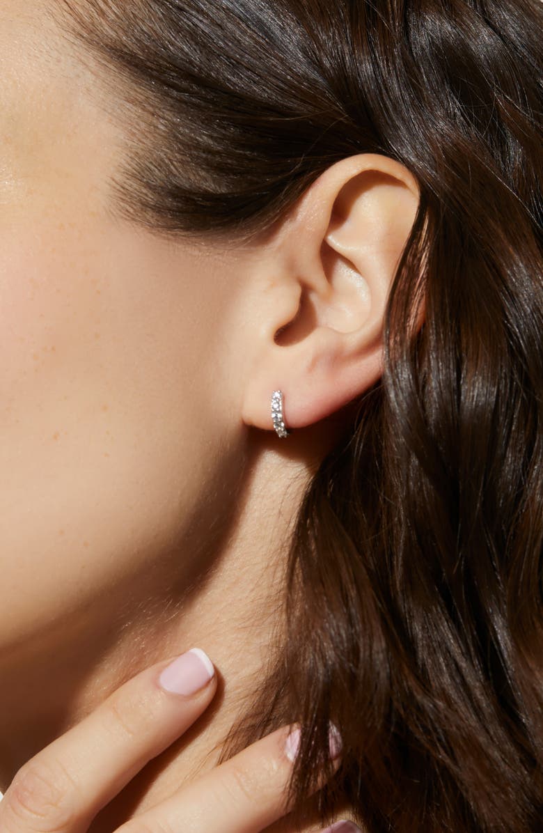 Ana Luisa Suzanne Cubic Zirconia Huggie Hoop Earrings, Alternate, color, 925 Silver / Clear