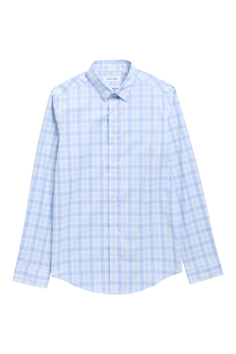 Kids' Plaid Stretch Button-Up Shirt, Main, color, LIGHT BLUE