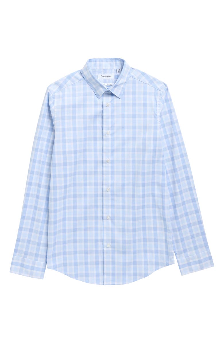 Calvin Klein Kids' Plaid Stretch Button-Up Shirt, Main, color, Light Blue