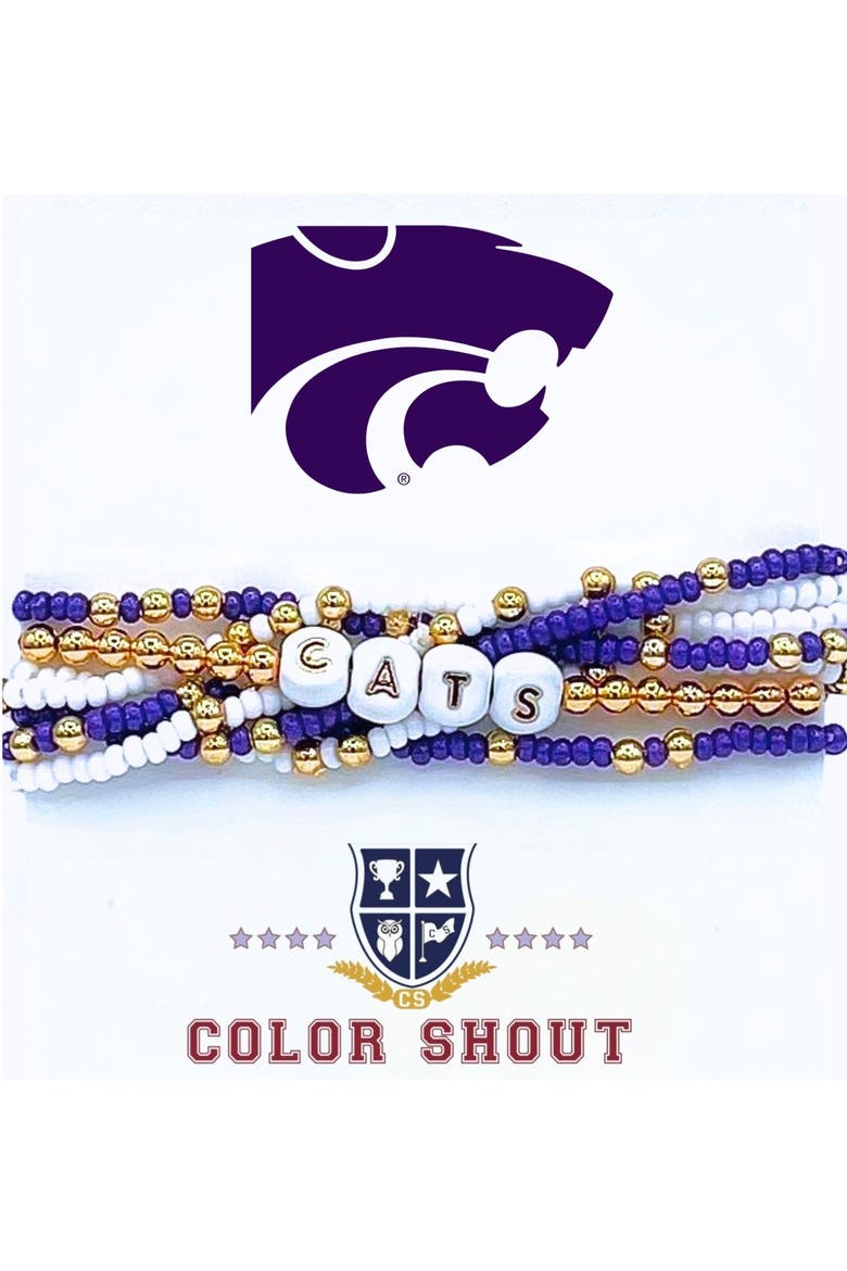 Kansas State Lucky 7 Bracelet Set, Main, color, Yellow Gold